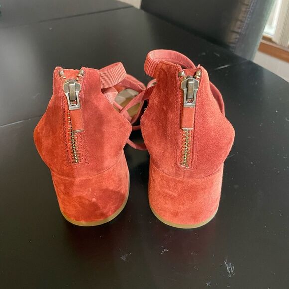 Eileen Fisher Cayenne Juku Suede Low Strappy Pumps heels shoes Sz 7.5 rust - Picture 3 of 9
